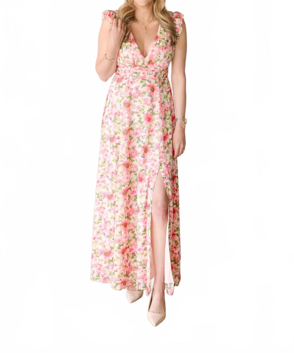 NEW DRESS FORUM floral chiffon maxi dress in pink
